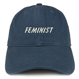 Trendy Apparel Shop Feminist Embroidered Brushed Cotton Adjustable Cap - Navy
