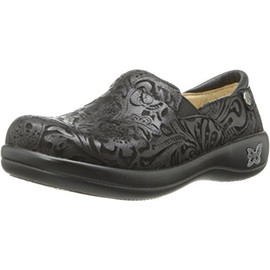 Alegria Womens Keli Professional Clog Black Embossed Paisley 7 W US