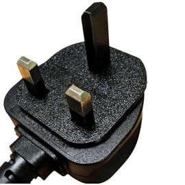 UK Plug Earth Pin Repair Plates, 3 Shapes Pack, PLA Material, Black (Square)