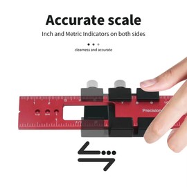 Doxiuyo Woodworking Tools Ruler - Pocket Ruler Layout Tool Aluminum Precision Ruler with T-Track Metal Slide Stops 160mm