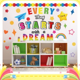 LioNergy Classroon Bulletin Board Decoration Motivational Cutouts Bulletin Board Wall Door Decor for Kindergarten Preschool Elementary Middle School - Every Thing Starts with a Dream