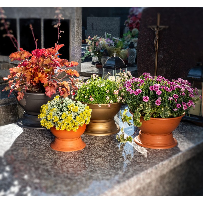 KADAX Flower Bowl with Base, Weatherproof Plastic Plant Bowl, Ball