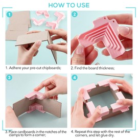 4PCS Corner Guides for Chipboard Boxes,Right Angle Clamp Tool Assembly Clamps for Gluing Papers Card Making Positioning Squares Scrapbooking Tool Suitable for 1mm,1.5mm,2mm and 3 mm Thicknesses Paper