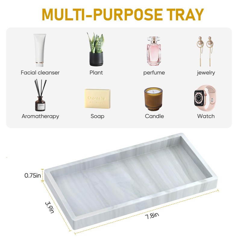 Silicone Bathroom Tray,Shatterproof Silicone Tray for Bathroom Counter,Small Vanity Tray