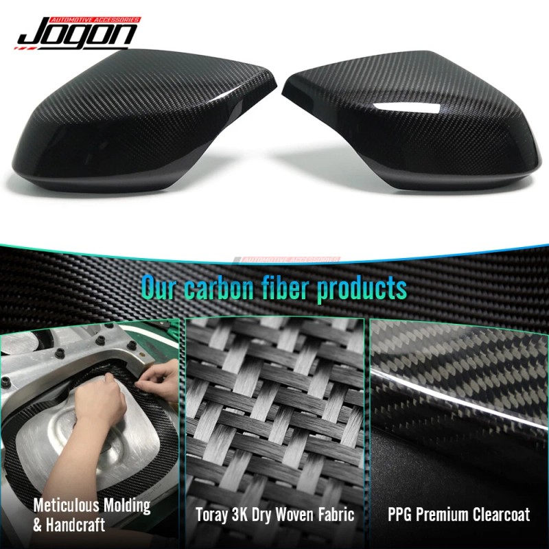 JOGON Carbon Fiber Side Rearview Mirror Cover Caps For Corvette