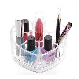 DJUNXYAN 8 Compartments Heart Shaped Transparent Acrylic Lipstick Makeup Brush Eyebrow Pencil Holder Cosmetic Display Stand Case