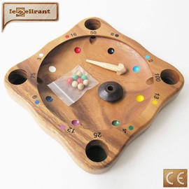 CRAZY ROULETTE - educational game with spinning top from 5 yo made of eco-responsible solid wood and in compliance with CE standards. LEDELIRANT® brand. Perfect for mental arithmetic while having fun!