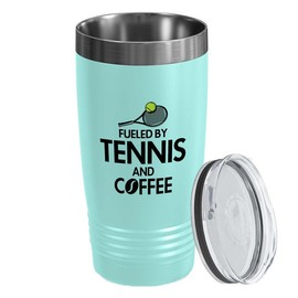 Hobbies Teal Edition Tumbler 20oz - Fueled by Tennis and Coffee - Coffee Lover Gift For Fisher Player Frisbee Disc Golf Tennis Badminton Football Athlete