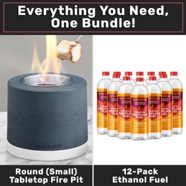 Tabletop Fire Pit (Round) and 12-Pack Ethanol Fuel Bundle