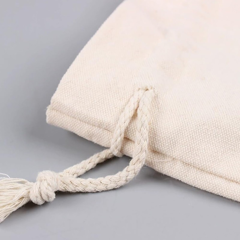 2 Pcs 40 x 30cm Drawstring Linen Bags Muslin Fabric