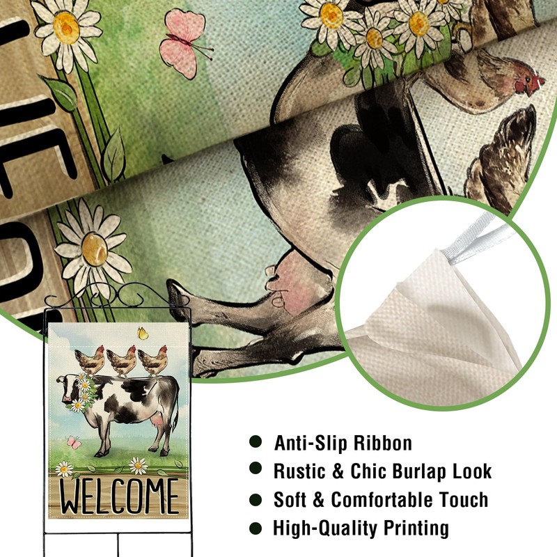 Welcome Spring Summer Farm Animals Large Decorative House Flag