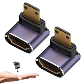 TokTech HDMI Adapter, Mini HDMIL Adapter, Set of 2 Upward/Downward, Mini L Type HDMI Extension Adapter, 8K Mini HDMI 2.1 Adapter, HDMI Male to HDMI Female L Shape HDMI Extension Adapter, Supports 8K