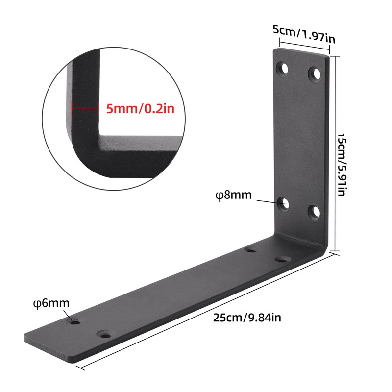 YUMORE Heavy Duty Shelf Brackets 10 inches, 1/5IN Thicken Countertop