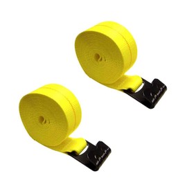 US Cargo Control 3 Inch x 30 Foot Yellow Replacement Winch Strap with Flat Hook 2 Pack