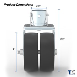 TOWKING 2000lbs Dual 6" Trailer Jack Swivel Caster, Wheel Replacement with Pin, Silver