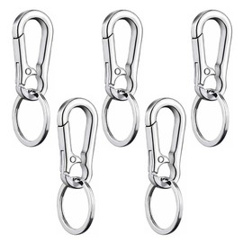 Total: 5 Pieces Zinc Alloy Carabiner Small Stainless Steel Waist Tool Triangular Ring Key Holder Stainless Steel Ring Mini Tool Keychain Camping Accessories