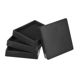 M METERXITY 4-Pack Furniture Coasters Cups, 3" Square Rubber Anti Slide Floor Protector Pads for Sofa Chair/Piano Stopper, Furniture Caster Leg Non Slip Feet Cups [Black]
