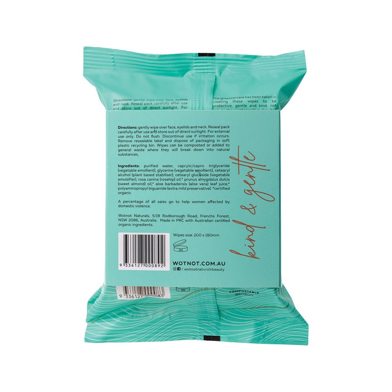 Wotnot Naturals All Natural Face Wipes Sensitive x 25 Pack