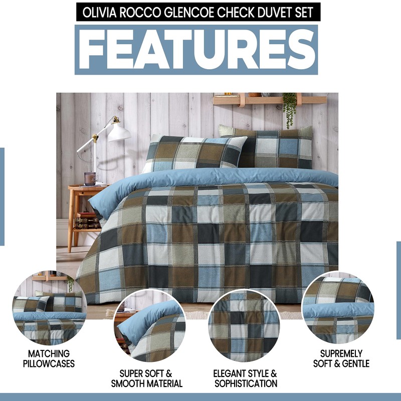 Olivia Rocco Glencoe Check Duvet Cover Set Easy Care Bedding