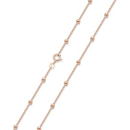MATERIA Women’s / Girls’ Rose Gold 925 Sterling Silver Ball Necklace, Rose Gold Plated, 40 / 45 / 50 / 55 / 60 / 70 cm , Gold-Plated Silver