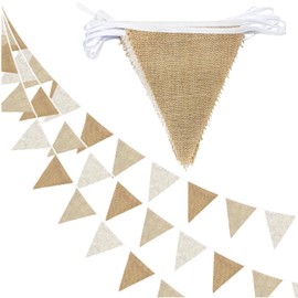Esshogo Pack of 3 4M Bunting Jute Bunting Jute Bunting Linen Garland Bunting Jute Vintage Garland Outdoor