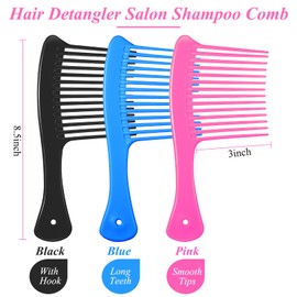 Romooa 4 Pieces Wide Tooth Combs, Hair Detangling Jumbo Rake Comb for Thick Long Curly Hair, Mixed Colors
