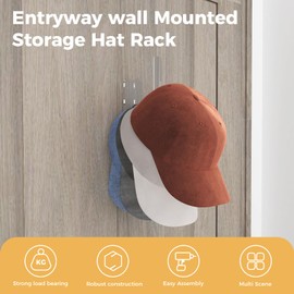 YAWSOUP Hat Organizer Rack for Wall,Hat Holder for Baseball Caps,Adhesive Hat Holder Storage Organizer Suitable for Door,Bedroom,Closet,Clear Hat Rack 2 Pack