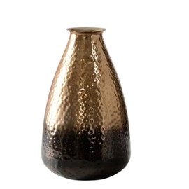 ANDALUCA Decorative Metal Vase with Hammered Rustic Bronze Ombre Finish 12in