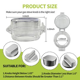6PCS Gas Stove Knob Covers for Child Safety - Heat-Resistant Baby Proof Stove Knob Covers, Universal Size Stove Knob Safety Covers with Adhesive, Adjustable Child Safety Stove Guard(Clear)