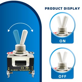 CenryKay 10Pack Black 2 Position 2 Pin ON-Off Metal Toggle Switch 15A 250V Heavy Duty Toggle Switch