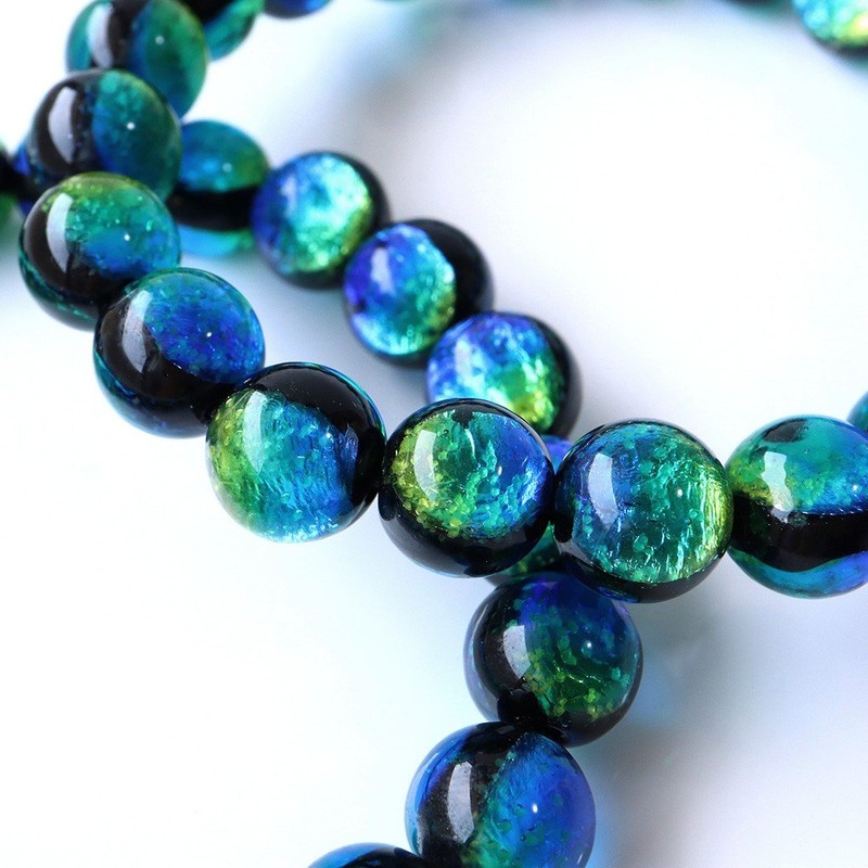 Gold Stone Luminous Keramarin Firefly Glass Bracelet, 0.4 inches (10