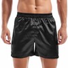 Amy Coulee Satin Sleep Shorts Men's Sleepwear Boxer Shorts, black