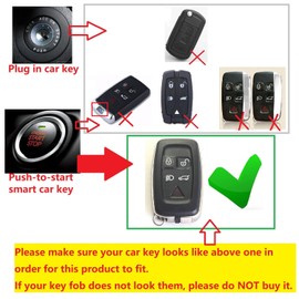 M.JVisun Men Women Genuine Leather Key Fob Cover for Land Rover Discovery 4 LR4 for Range Rover Evoque for Range Rover Sport Car Remote Key Case Pouch with Key Ring Keychain - Black