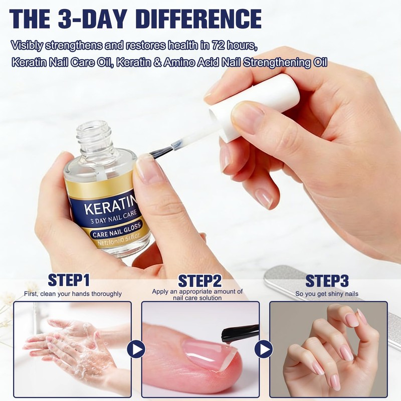 Keratin Nail Care Oil, Deeply Moisturizing Treatment for Strong, Glossy