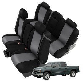 Kistrba Seat Covers Compatible with 2003-2006 Chevy Silverado LT Crew Cab Front and Back, Knitted Fabric Heavy Duty, Front 40/20/40 Split Seat and Rear 60/40 Split Bench Seat with Armrest