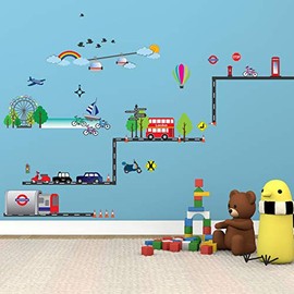 Kids Sticker Nursery Bedroom Wall Decor Characters Colorful Creatures Joyful Adventures Fun-Filled Stickers Toddler's Room Decoration London Transport