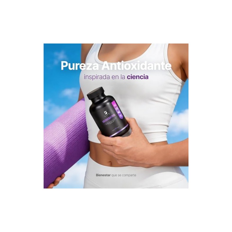 B Life Resveratrol 100 Cápsulas Antioxidante con Pimienta Negra