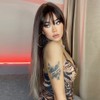 Long Black Wig Human Hair with Bangs and Wig Cap