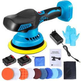 Cordless Buffer Polisher,Car Polisher Tool Sets 21V 2000mAh Lithium Battery and 13 PCS Attachments, Car Buffer Polisher 6 Variable Speed 5500RPM for Auto Detailing