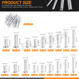 Rustark 51Pcs 18 Sizes M5 M6 M8 M10 M12 Flat Head Single Hole Clevis Pins Assortment Kit Flat Head Fastener Pins T Shape Round Pin Link Hinge Pin Single Hole Clevis Pin for Auto