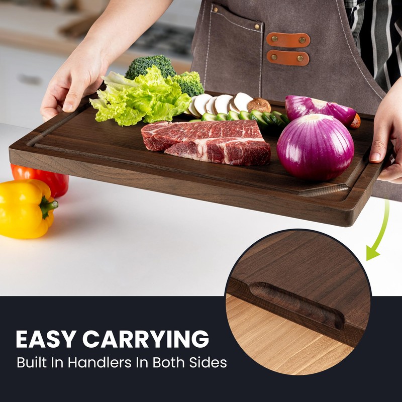 Walnut Wood Cutting Board for Kitchen with Deep Juice Groove