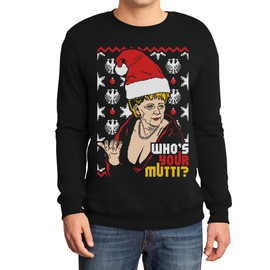 Cool ugly Christmas Jumper with Angie - “Who's Your Mutti”? Sweatshirt - Black , size: s
