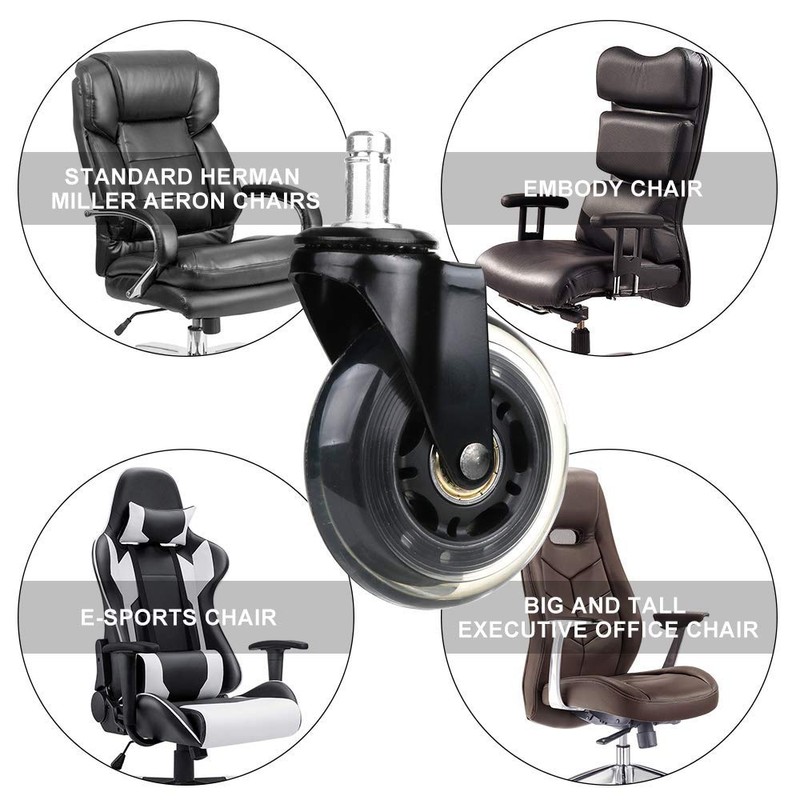 4PCS Office Chair Casters Hard Floor Premium Caster Wheels for