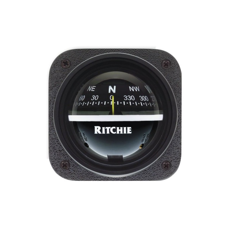 Ritchie V-537 Explorer Compass - Bulkhead Mount - Black Dial