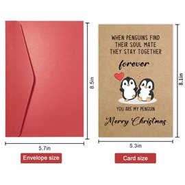 Gevinna Romantic Penguin Christmas Card for Love Ones, Sweet Christmas Card for Penguin Lovers, Funny Xmas Card for Couples Husband Wife, You're My Soulmate
