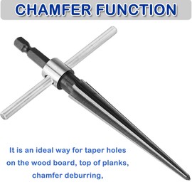 JONMON Tapered Reamer - 5-16mm Hand T Handle Straight Flute Hex Shank Construction Taper Bridge Pin Hole Handheld Reamer Drilling Tool for Chamfering, Sinking Plastic Wood Alloy Steel