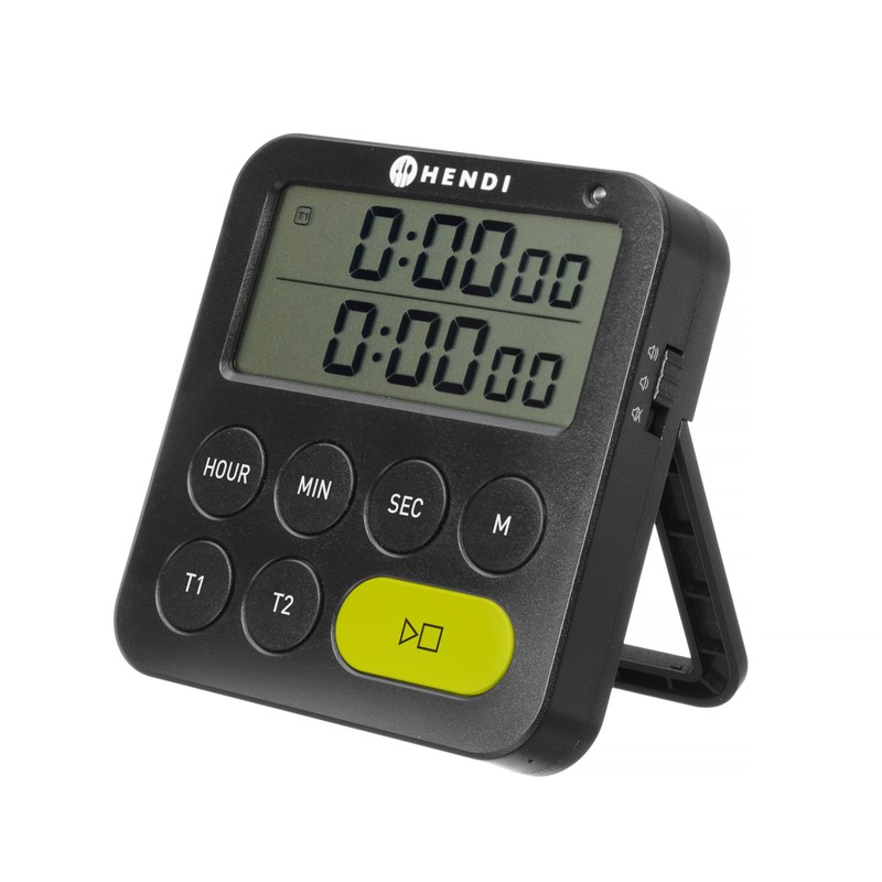 HENDI Double Digital Kitchen Timer, 2 Independent Times, 3 Alarm
