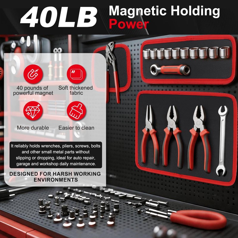 Magnetic Tool Mat Set for Mechanics, Flexible Heavy Duty Magnetic
