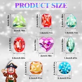 Ajcotahm 100PCS Big Diving Gems Acrylic Crystal Diamonds for Crafts, Pirate Treasure Hunt, Party Decorations - 8 Shapes, 13-27mm, Multicolor Gems for Fabric, Clothing, Craft, Decoration