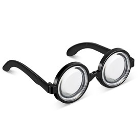 Heyumybit Nerd Glasses Black, Round Glasses for Adults, Retro Round Glasses, Thick Funny Nerd Glasses for Carnival, Fancy Dress, Theme Party, Fancy Dress, Accessory